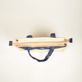 Classic Jute Bag With a Blue ikat Design