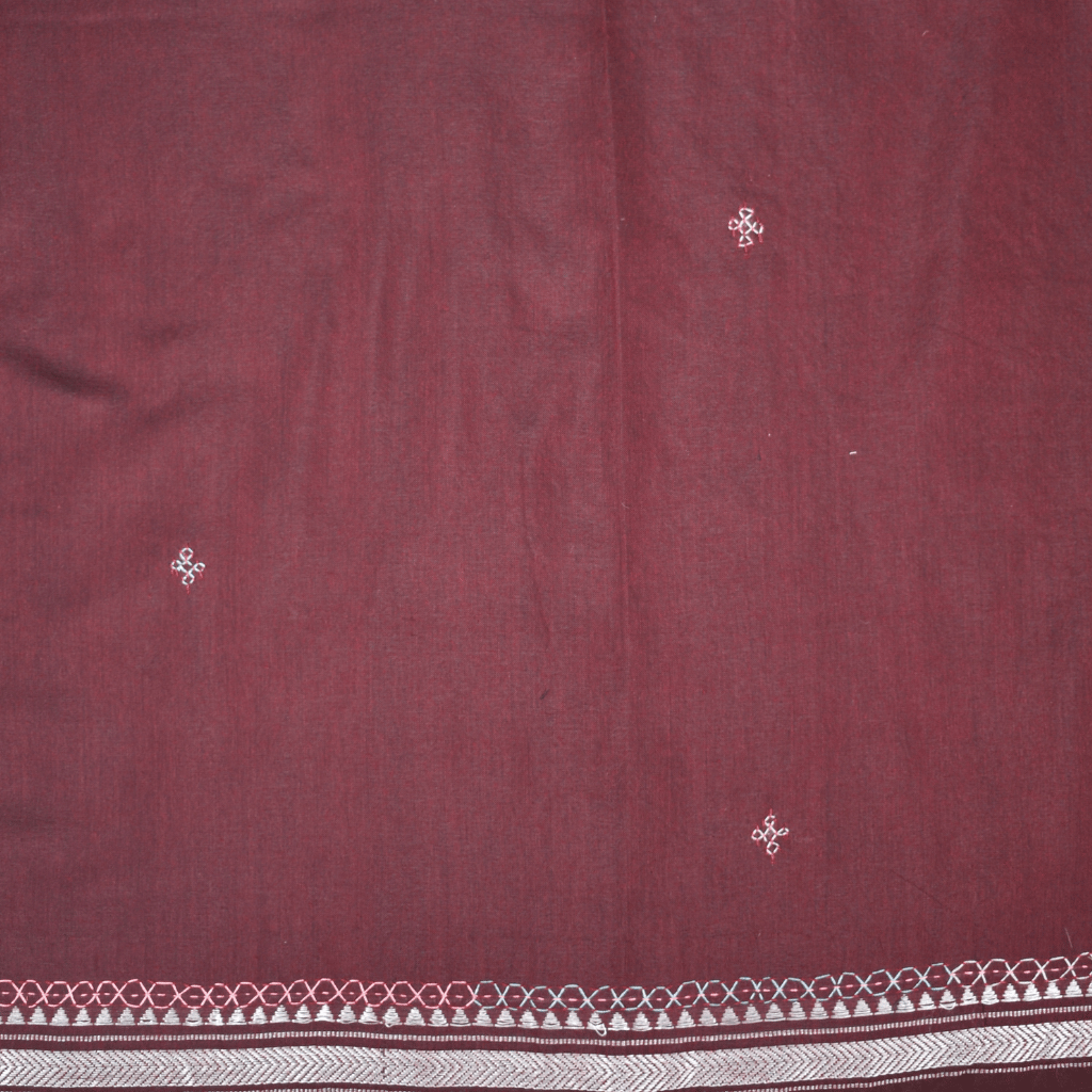 Maroon handloom saree with traditional banjara embroidery