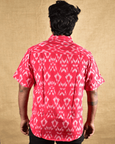 Red Casual Men's Shirt In Ikat cotton - back