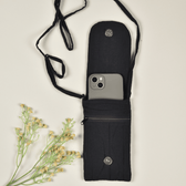 Cell Phone Pouch in Black Cotton