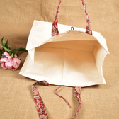 Strong White canvas shopping bag with Kalamkari Handle - inside