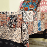 Kalamkari patchwork double bedcover in black