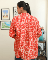 Stylish Women’s Orange Kalamkari Cotton Shirt - back