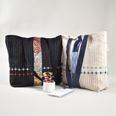 Embroidery White Canvas Tote Bag - group