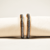Lac bangles in blue and black tones - Gold