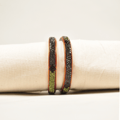 Pair of green & gold 3 line lac bangles - Traditional