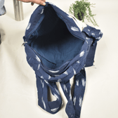Blue & White Ikat backpack laptop bag - inside