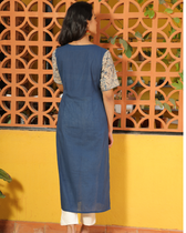 Blue kalamkari kurta back view