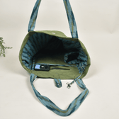 Green Canvas Bag with Green Ikat Handle - inside