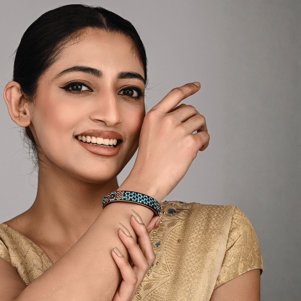 Pair of broad bangles in blue and black tones - hyderabad