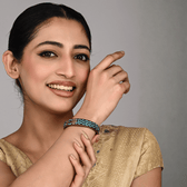 Pair of broad bangles in blue and black tones - hyderabad