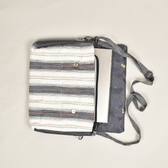 "Samarth" laptop bag in white cotton and faux leather - inside