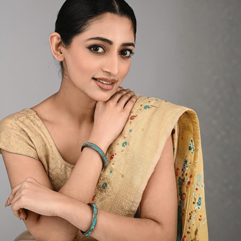 Pair of Blue Stone Studded Lac Bangles