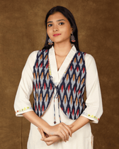 Short Reversible Jacket in Blue - front