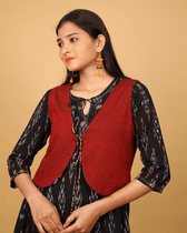 Short Reversible Jacket in Maroon - front