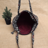 Black kalamkari Quilted tote bag - inside