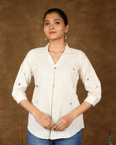 White Embroidery women top - front