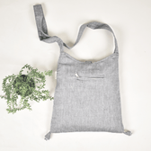 Grey Ikat sling bag with hand embroidery - pockets