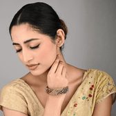 Ethnic gold toned stone studded kada made with lac