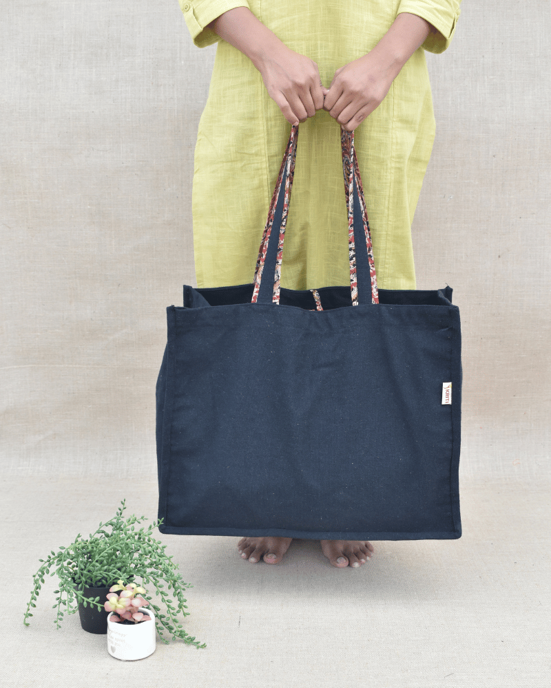 Black strong canvas shopping bag 