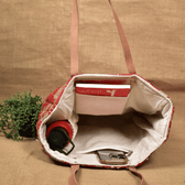 Red Tapti Hand Quilted Large Tote Bag - inside