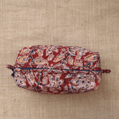 Red kalamkari travel cosmetic bag - zip