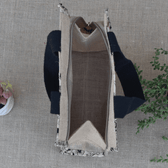 Black kalamkari and jute lunch bag