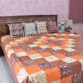 Kalamkari Patchwork Double Bedcover in Rust