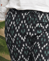 Black Ikat cotton pants with two pockets