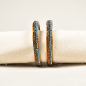 Blue 3 line stones lac bangles - Green