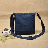 Denim sling bag with embroidery - back