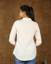 White Embroidery women top - back
