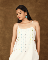 Spaghetti strap white summer dress - Handloom