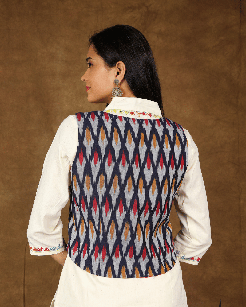 Short Reversible Jacket in Blue - back