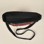 Red kalamkari & canvas multi pocket sling bag - zip