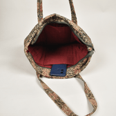 Quilted Green Kalamkari Large Tote Bag - inside