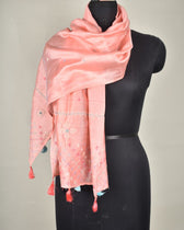 Peach Banjara Hand Embroidery Stoles