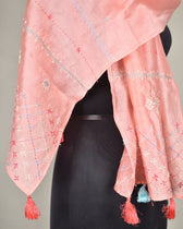 Peach Banjara Hand Embroidery Stoles