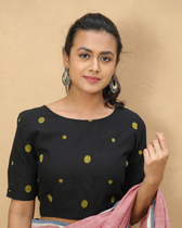 Black handloom blouse with back ties - front