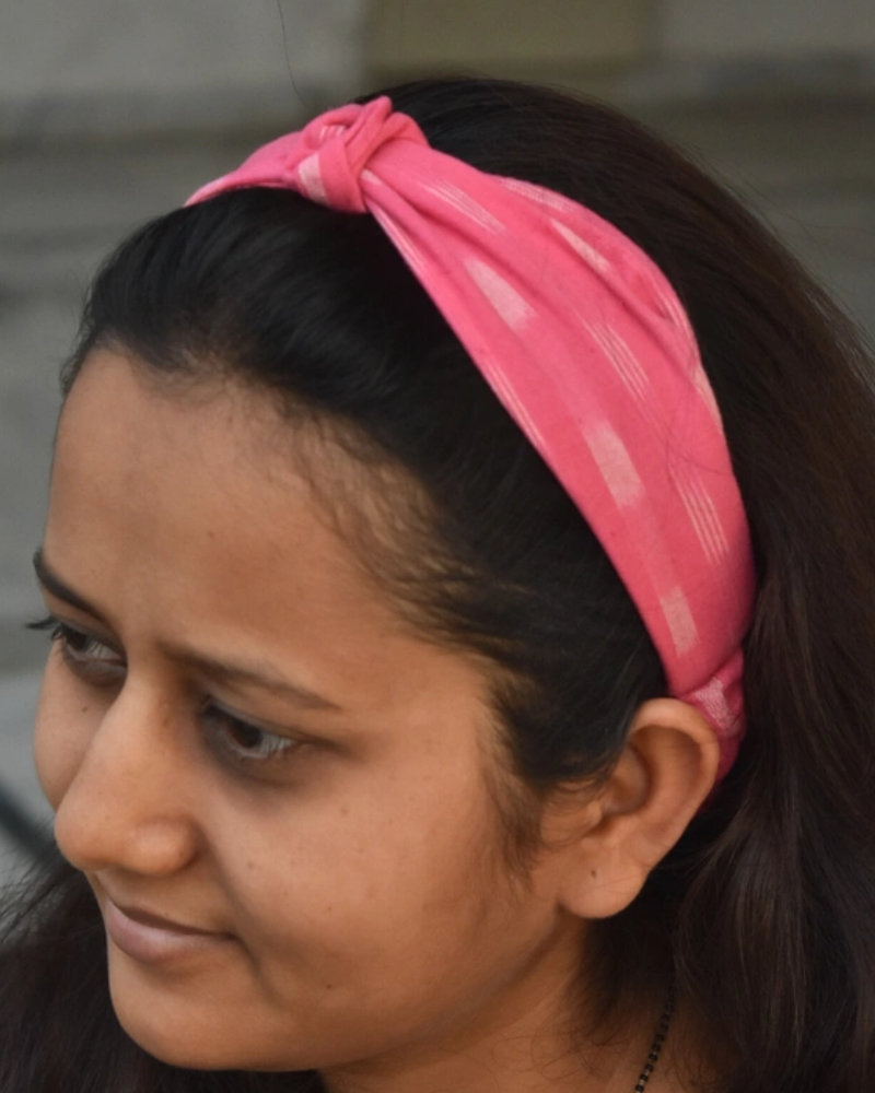 Pink Beautiful handstitched Ikat Knot headband