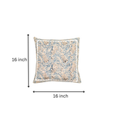 Blue Kalamkari cushion cover with applique