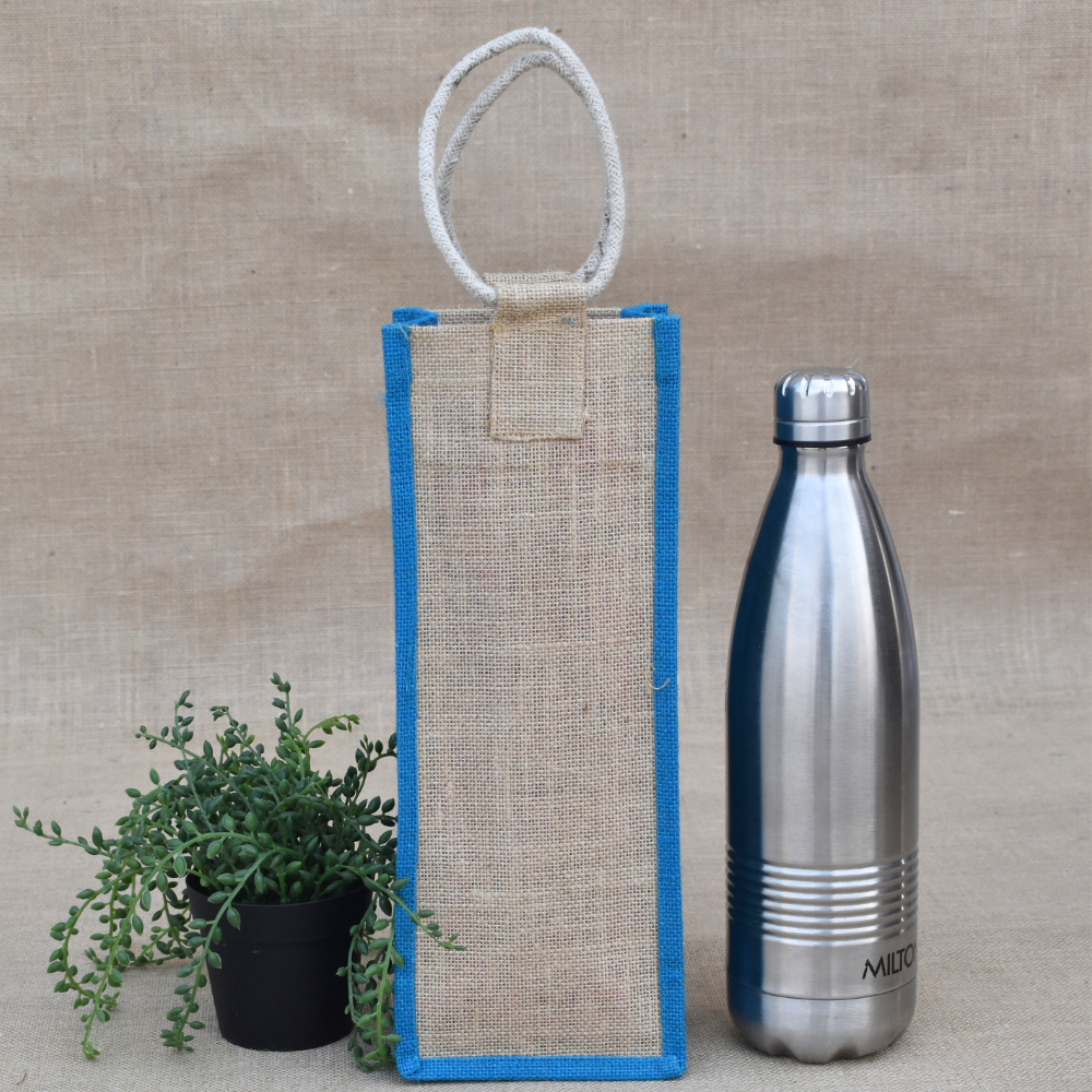 Eco-Friendly Blue Jute Bottle Bag