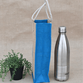 Blue jute bottle bag - handle