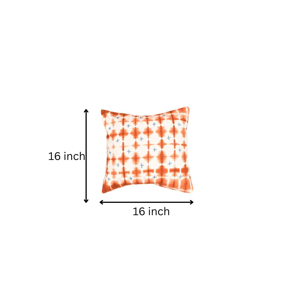 Brown tie dye cushion cover flower motif