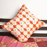 Brown tie dye cushion cover flower motif