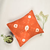 Brown tie dye cushion cover with mirror work