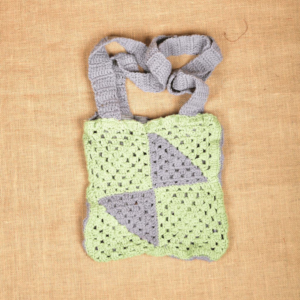 Green & Grey Crochet Sling Bag