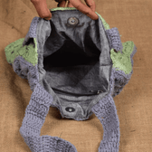 Green & Grey Crochet Sling Bag - inside