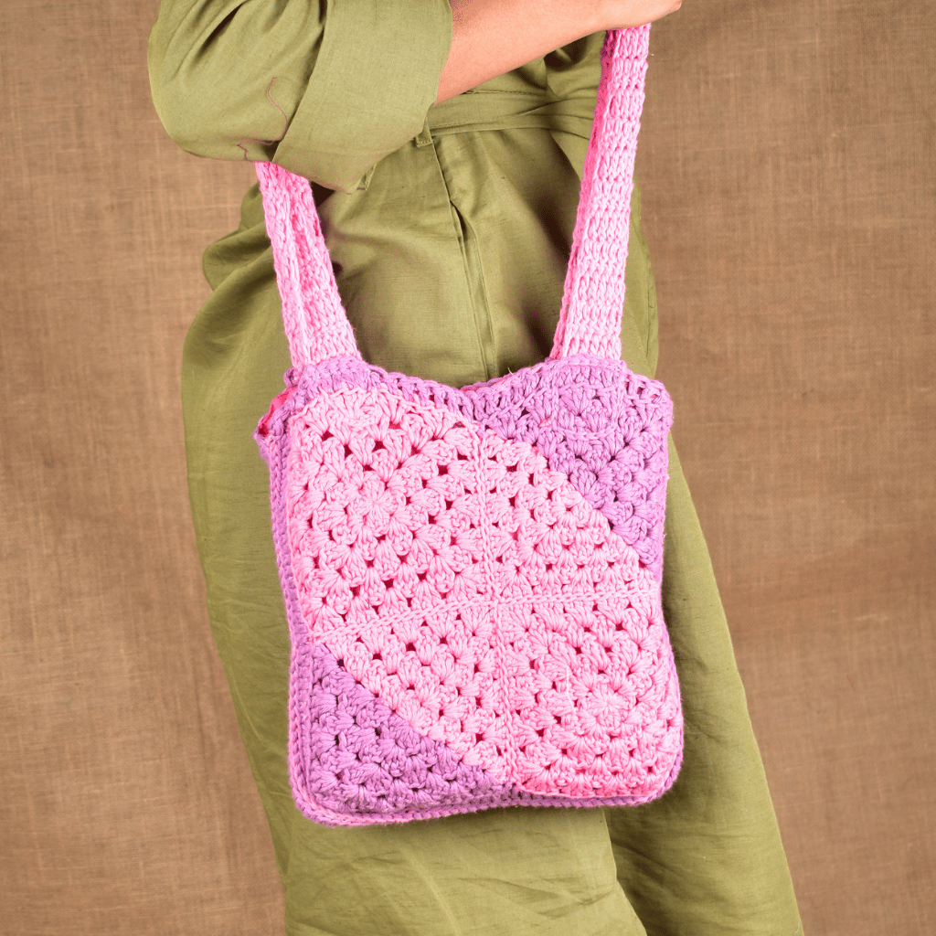 Pink & Purple Crochet Sling Bag -  style 