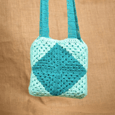 Green  & Tulle Crochet Sling Bag - handle 